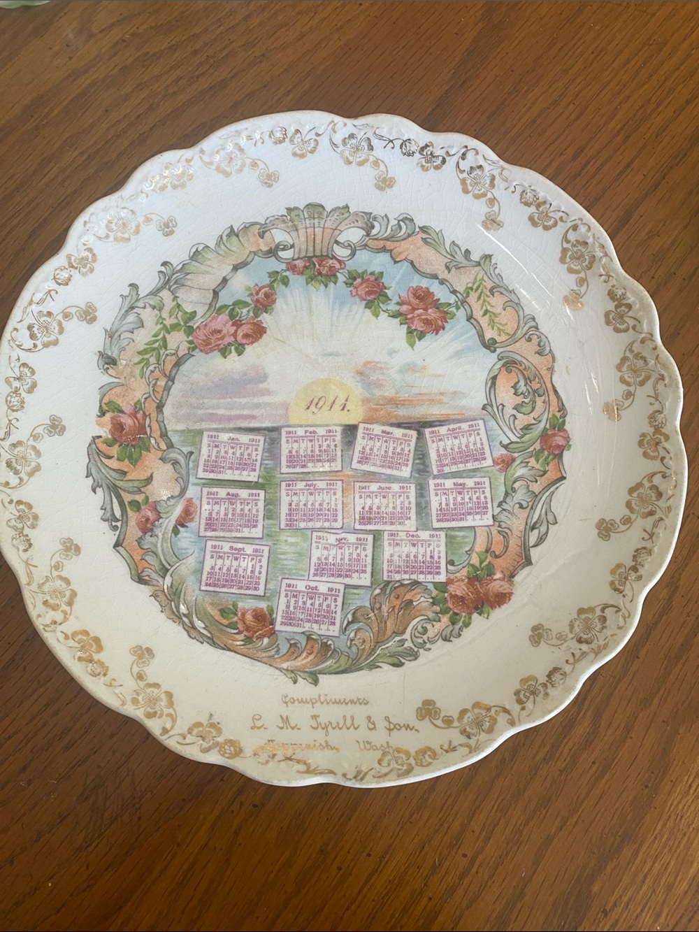 Antique 1911 Advertising Calendar Plate